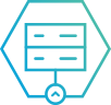 Icon of database rows in a hexagon